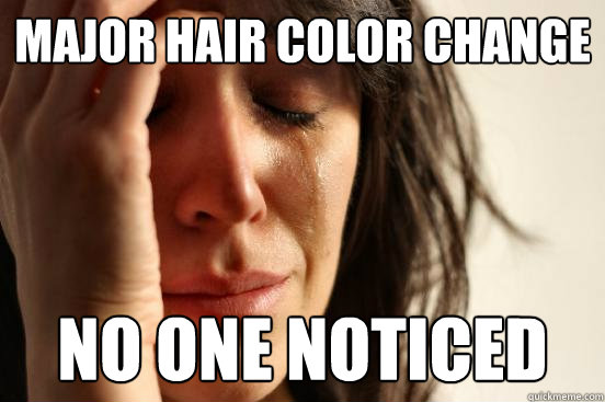 Major hair color change No one noticed  First World Problems