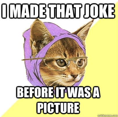 I made that joke before it was a picture  Hipster Kitty