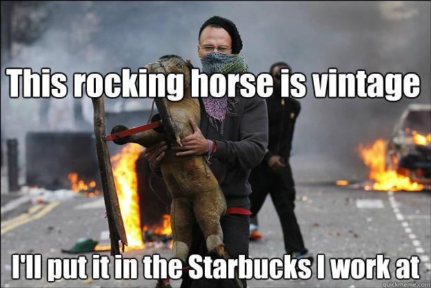 This rocking horse is vintage I'll put it in the Starbucks I work at  Hipster Rioter
