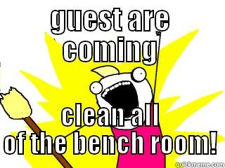 Work request - GUEST ARE COMING CLEAN ALL OF THE BENCH ROOM! All The Things