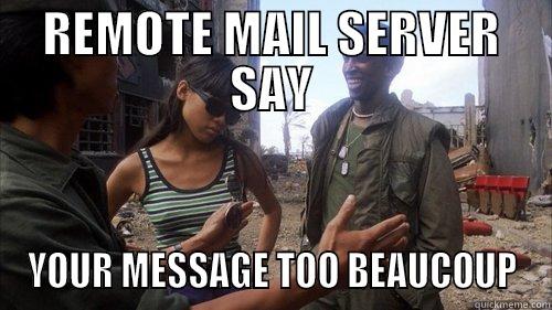 REMOTE MAIL SERVER SAY YOUR MESSAGE TOO BEAUCOUP Misc
