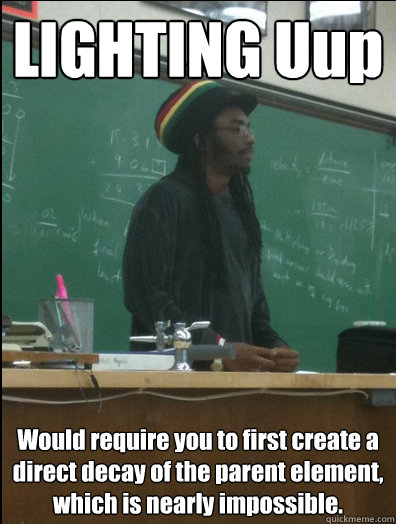 LIGHTING Uup Would require you to first create a direct decay of the parent element, which is nearly impossible. - LIGHTING Uup Would require you to first create a direct decay of the parent element, which is nearly impossible.  Rasta Science Teacher