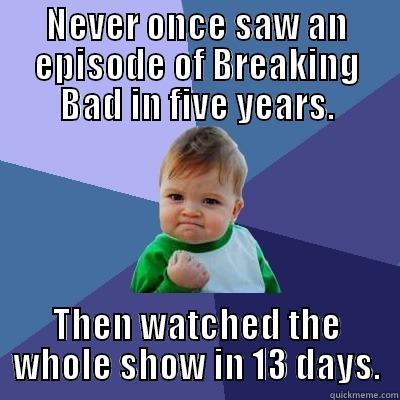 NEVER ONCE SAW AN EPISODE OF BREAKING BAD IN FIVE YEARS. THEN WATCHED THE WHOLE SHOW IN 13 DAYS. Success Kid