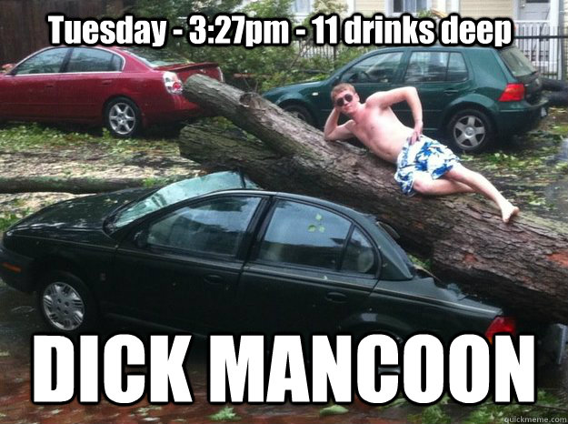 Tuesday - 3:27pm - 11 drinks deep DICK MANCOON - Tuesday - 3:27pm - 11 drinks deep DICK MANCOON  Misc