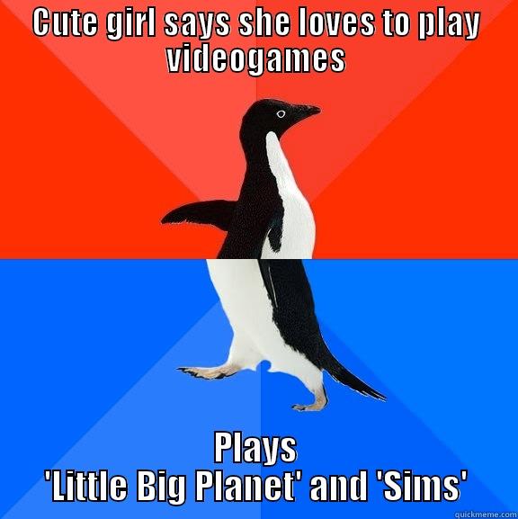 CUTE GIRL SAYS SHE LOVES TO PLAY VIDEOGAMES PLAYS 'LITTLE BIG PLANET' AND 'SIMS' Socially Awesome Awkward Penguin