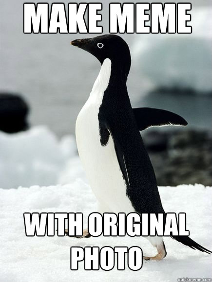 make meme with original photo  Socially Awkward Penguin