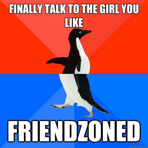 finally talk to the girl you like friendzoned  Socially Awesome Awkward Penguin