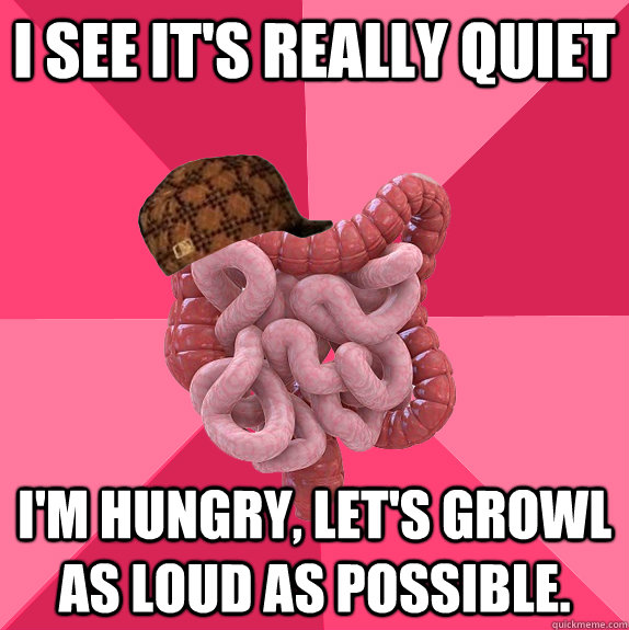 I see it's really quiet I'm hungry, let's growl as loud as possible.  - I see it's really quiet I'm hungry, let's growl as loud as possible.   Scumbag Intestines