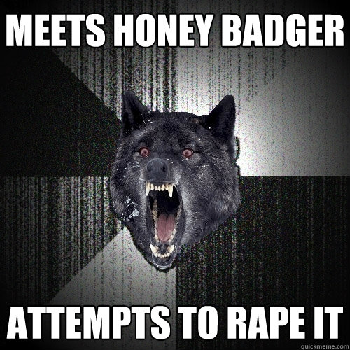 Meets Honey Badger attempts to rape it  Insanity Wolf