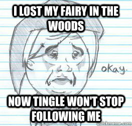 I lost my fairy in the woods Now Tingle won't stop following me  Okay Link