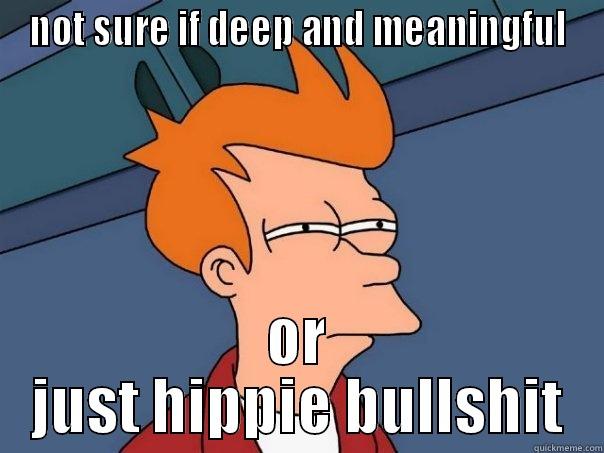 NOT SURE IF DEEP AND MEANINGFUL OR JUST HIPPIE BULLSHIT Futurama Fry