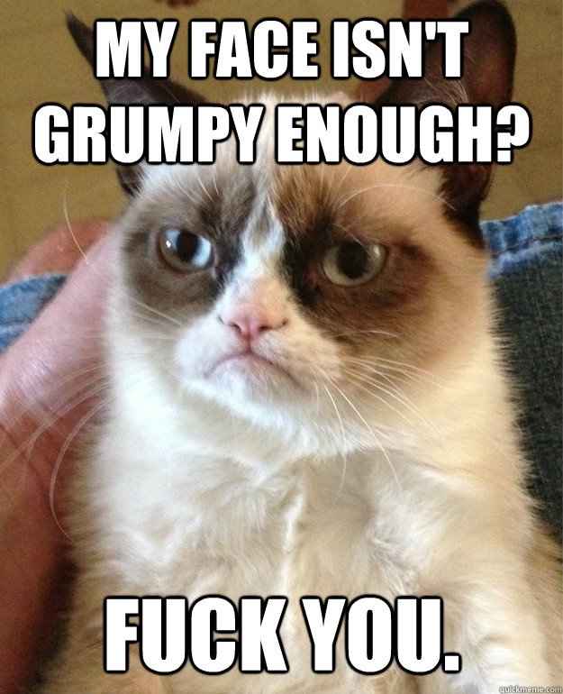 My face isn't grumpy enough? Fuck you.  - My face isn't grumpy enough? Fuck you.   Misc
