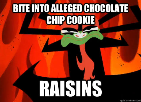 Bite into alleged chocolate chip cookie raisins  