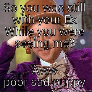 SO YOU WAS STILL WITH YOUR EX WHILE YOU WERE SEEING ME? AWW POOR SAD PUPPY Condescending Wonka