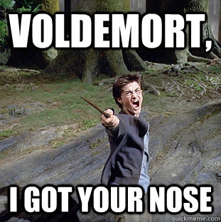 voldemort, i got your nose  Pissed off Harry