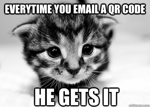 Everytime you email a QR code He gets it - Everytime you email a QR code He gets it  Apologetic Kitten
