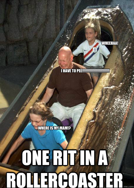one rit in a rollercoaster where is my mam!? I have to pee!!!!!!!!!!!!!!!!!!!!!!!!! wheehaa!  Rollercoaster