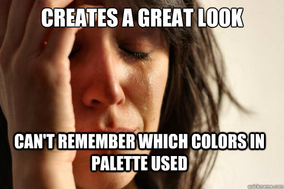 creates a great look can't remember which colors in palette used - creates a great look can't remember which colors in palette used  FirstWorldProblems