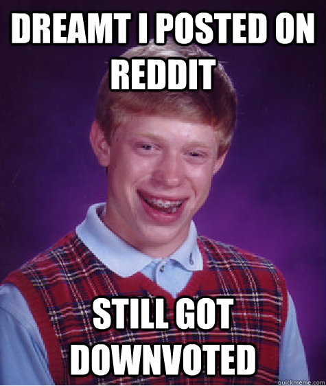 Dreamt I Posted on reddit Still got downvoted - Dreamt I Posted on reddit Still got downvoted  Bad Luck Brian