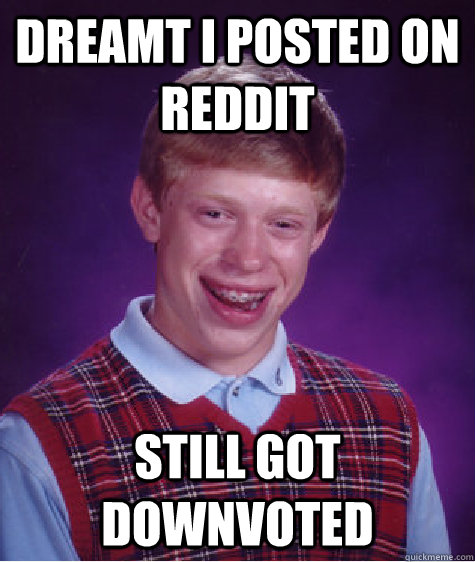 Dreamt I Posted on reddit Still got downvoted  Bad Luck Brian