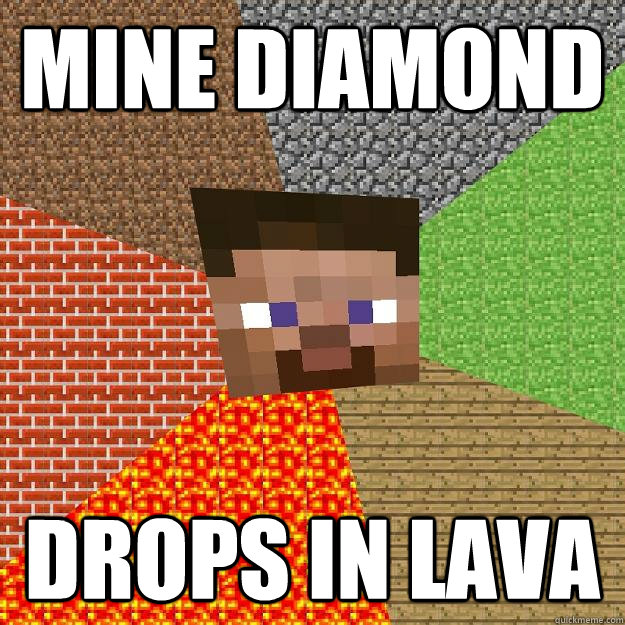 MINE DIAMOND DROPS IN LAVA  Minecraft