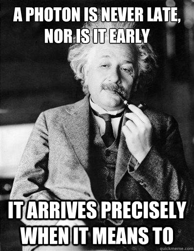 A Photon Is Never Late, Nor is it Early It Arrives Precisely When It Means To  Special Relativity Einstein