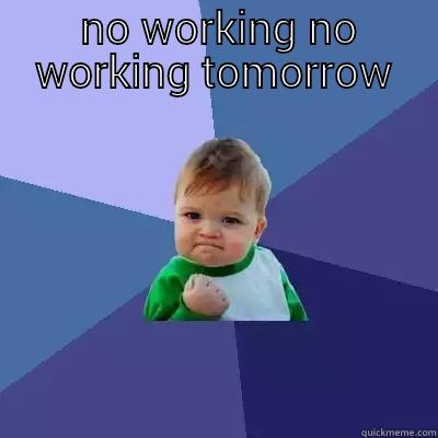  NO WORKING NO WORKING TOMORROW  Success Kid