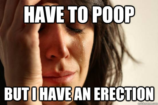 have to poop but I have an erection  - have to poop but I have an erection   First World Problems
