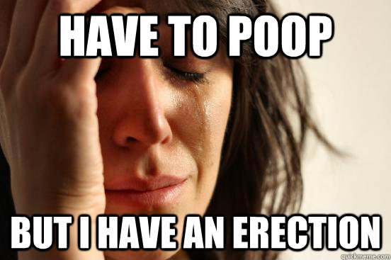 have to poop but I have an erection   First World Problems