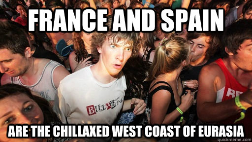 France and Spain Are the chillaxed West Coast of Eurasia  Sudden Clarity Clarence