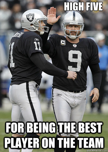 high five for being the best player on the team   