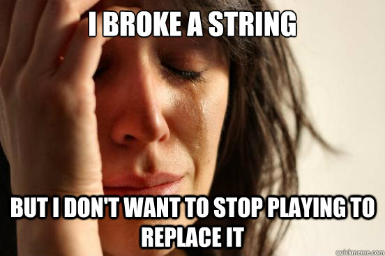 I broke a string But I don't want to stop playing to replace it  First World Problems
