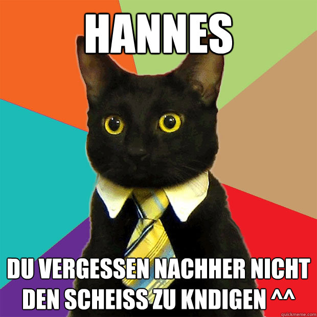 HANNES DU VERGESSEN NACHHER NICHT DEN SCHEISS ZU KÜNDIGEN ^^  Business Cat