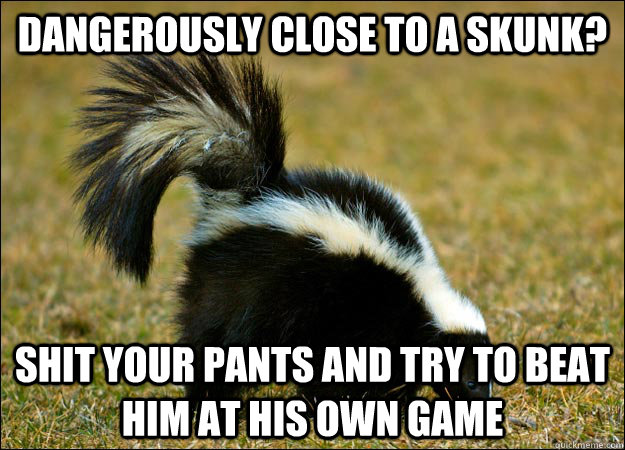 Dangerously close to a skunk? Shit your pants and try to beat him at his own game  skunk