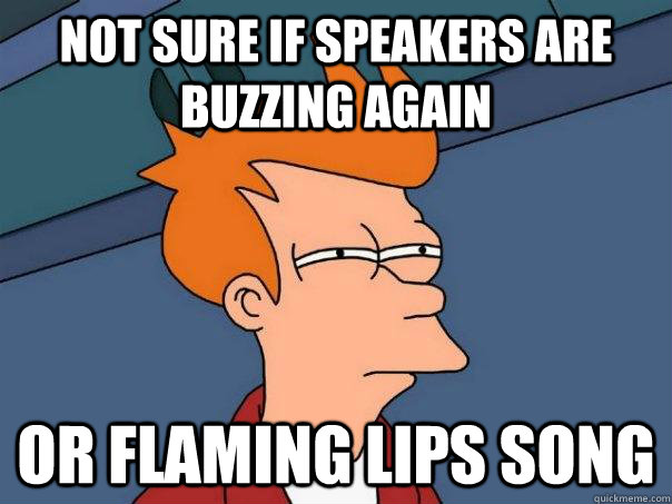 Not sure if speakers are buzzing again Or Flaming Lips song - Not sure if speakers are buzzing again Or Flaming Lips song  Futurama Fry