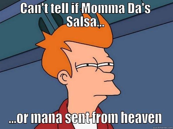 CAN'T TELL IF MOMMA DA'S SALSA... ...OR MANA SENT FROM HEAVEN Futurama Fry