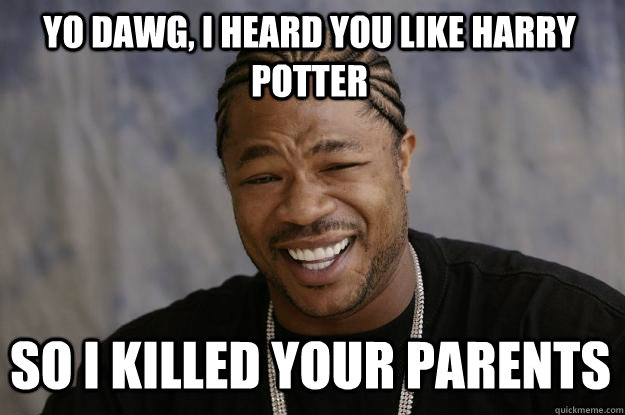 yo dawg, i heard you like harry potter so i killed your parents  Xzibit meme