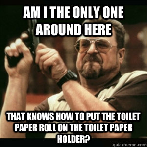 Am i the only one around here that knows how to put the toilet paper roll on the toilet paper holder?  Am I The Only One Round Here