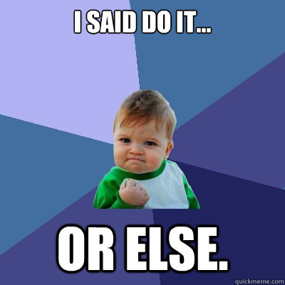 I said do it... or else.  Success Kid