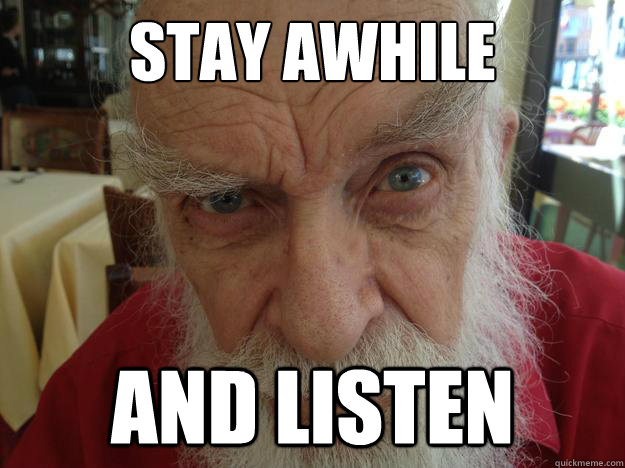 Stay awhile And listen - Stay awhile And listen  James Randi Skeptical Brow