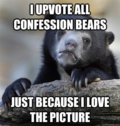 I upvote all confession bears Just because I love the picture  Confession Bear