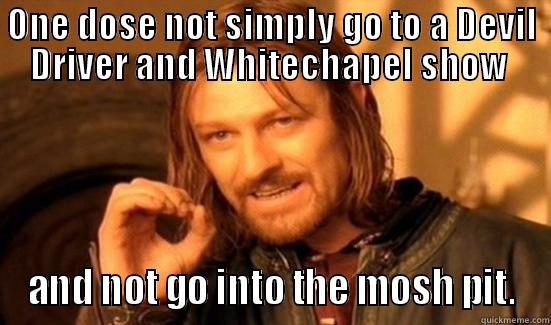 ONE DOSE NOT SIMPLY GO TO A DEVIL DRIVER AND WHITECHAPEL SHOW  AND NOT GO INTO THE MOSH PIT. Boromir