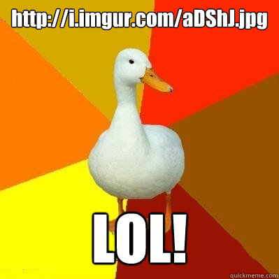 http://i.imgur.com/aDShJ.jpg LOL!  Tech Impaired Duck
