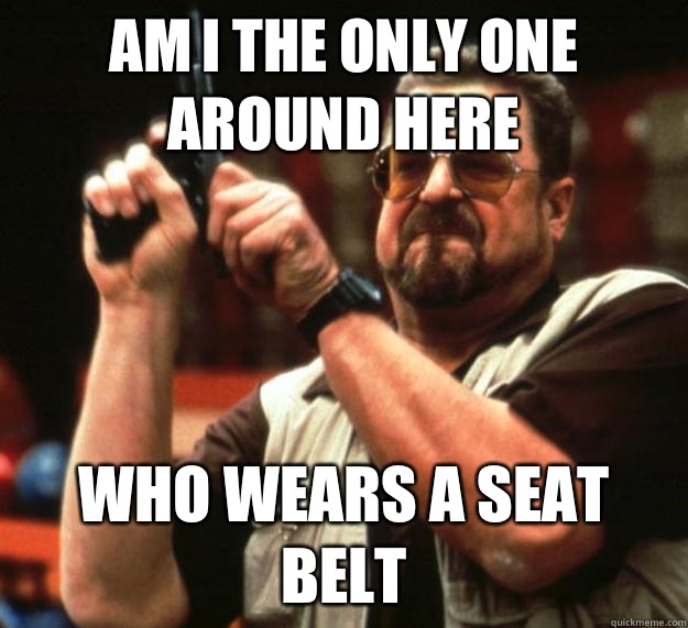 am I the only one around here Who wears a seat belt  Angry Walter