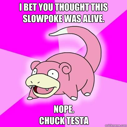 I bet you thought this Slowpoke was alive. Nope.
Chuck Testa  Slowpoke