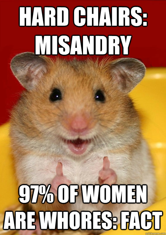 Hard chairs: Misandry 97% of women are whores: fact  - Hard chairs: Misandry 97% of women are whores: fact   Rationalization Hamster