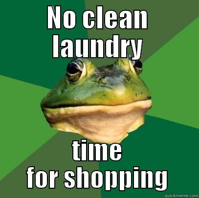 NO CLEAN LAUNDRY TIME FOR SHOPPING Foul Bachelor Frog