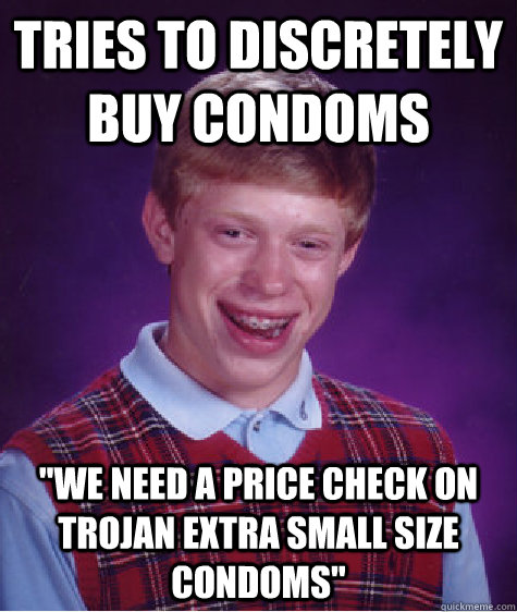 tries to discretely buy condoms 