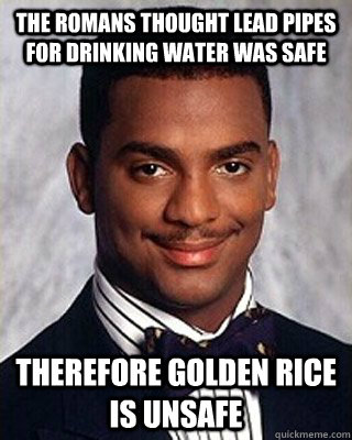 The Romans thought Lead Pipes for Drinking Water was Safe Therefore Golden Rice is Unsafe  Non-sequitur Carlton