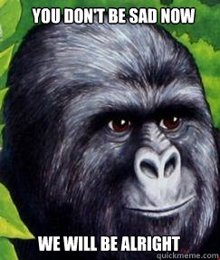 You don't be sad now we will be alright  gorilla munch